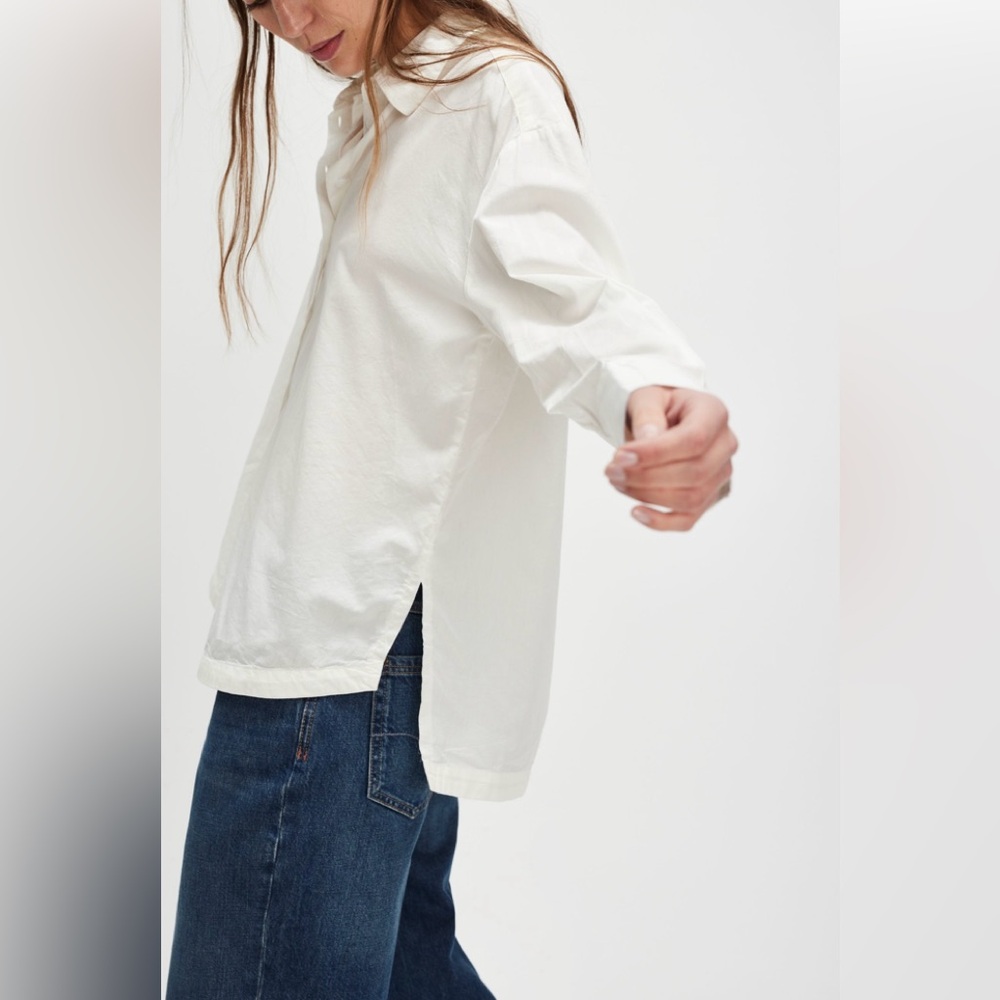 NWT Free People Lee solid button down in clean ivory - L - Picture 4 of 5